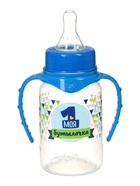 Бутылочка для кормления M&B «Моя первая бутылочка» с ручками, классическое горло, от 0 мес., 150 мл., синий 2969890