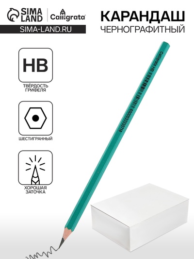 Карандаш чернографитный HB, Calligrata, пластиковый, зелёный