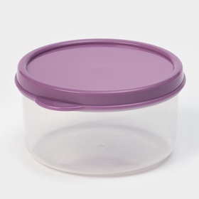 Контейнер для хранения еды Доляна, 150 мл, пластик, прозрачный, крышка фиолетовая (комплект 5 шт)