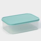 Контейнер для хранения еды Доляна, 1.2 л, пластик, прозрачный, крышка бирюзовая - Фото 2