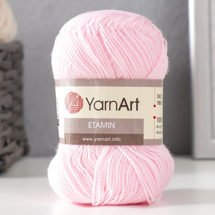 Пряжа "Etamin" 100% акрил 180м/30гр (451 св. розовый)