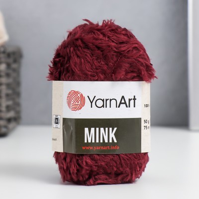 Пушистая пряжа для вязания спицами, крючком YarnArt, Mink, 100% полиамид, 75 м/50 г, (339 бордовый)
