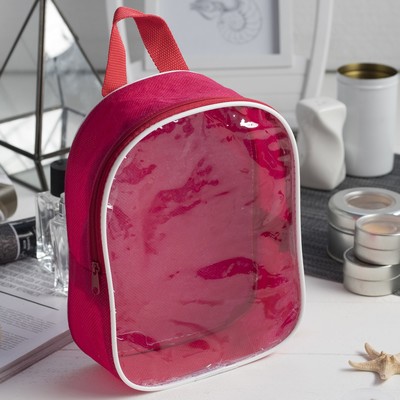 Косметичка ПВХ, отдел на молнии, с ручкой, цвет красный