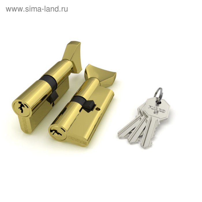 Цилиндровый механизм Fuaro 100 CM 68 (26х10х32) PB, с вертушкой, цвет латунь - Фото 1