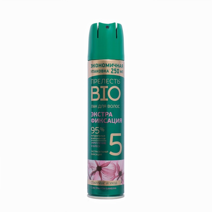 Лак для волос Прелесть Bio, экстрафиксация, с экстрактом бамбука, 250 мл