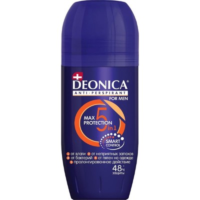 Антиперспирант Deonica For Men Max Protection, 5 в 1, ролик, 50 мл