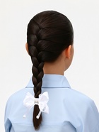 Бант для волос на резинке «Школьница», жемчужинки на лентах, 7.5 см, белый - Фото 2