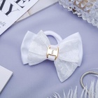 Бант для волос на резинке «Школьница», кружева, 7 см, белый - фото 51042994