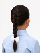 Бант для волос на резинке «Школьница», полосы стразы, 6.5 см, белый - Фото 2