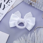 Бант для волос на резинке «Школьница», полосы стразы, 6.5 см, белый - Фото 4