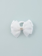 Бант для волос на резинке «Школьница», полосы стразы, 6.5 см, белый - Фото 5