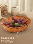 Корзинка для фруктов и хлеба Доляна «Капучино», 17×14×4 см, пластик, плетёная, коричневая - Фото 2