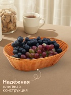 Корзинка для фруктов и хлеба Доляна «Капучино», 25×18×6.5 см, пластик, плетёная, коричневая - Фото 2