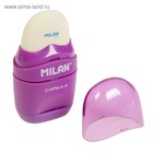Точилка Milan Capsule Silver, 1 отверстие с контейнером, с ластиком, МИКС 3787156 - фото 16135037