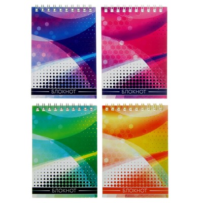 Блокнот А6, 40 листов в клетку на гребне "Графика", обложка мелованный картон, МИКС