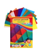 Картон цветной А4, 15 листов, 15 цветов, в папке «Радужный», мелованный 230 г/м² - Фото 4