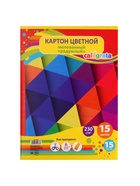 Картон цветной А4, 15 листов, 15 цветов, в папке «Радужный», мелованный 230 г/м² - Фото 5