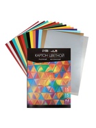 Картон цветной А4, 15 листов, 15 цветов, в папке «Радужный», мелованный 230 г/м? (комплект 2 шт) - фото 65304986