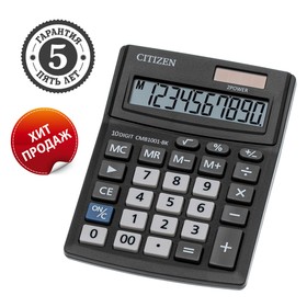 Калькулятор настольный Citizen Business Line 'CMB1001-BK', 10-разрядный, 103 х 138 х 24 мм, двойное питание, чёрный