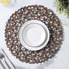 Салфетка сервировочная на стол Доляна «Одуванчик», d=38 см, коричневая - Фото 4