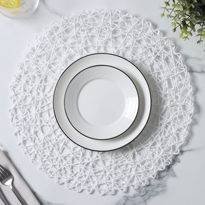 Салфетка сервировочная на стол Доляна «Одуванчик», d=38 см, белая