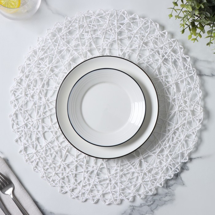 Салфетка сервировочная на стол Доляна «Одуванчик», d=38 см, белая - Фото 1