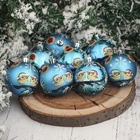 Ёлочные игрушки «Совята», шары новогодние, d=6 см, набор 8 шт., голубой - Фото 2
