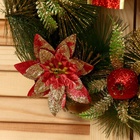 Венок новогодний d=28 см «Зимнее волшебство. Бант», с красными цветами - Фото 4