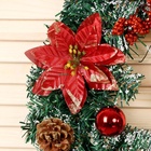 Венок новогодний d=36 см «Зимнее волшебство. Шишки», с красными цветами - Фото 3