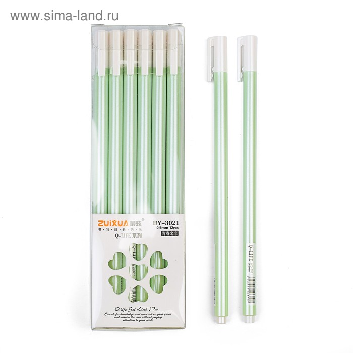Ручка гелевая, 0.5 мм, чёрная, перламутровый корпус, зелёный - Фото 1