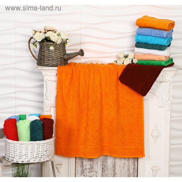 Полотенце махровое, 50х90 см, цвет мандарин - Фото 1
