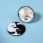 Зеркало «Кошки», d = 7 см, цвет белый/чёрный - Фото 2