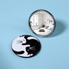 Зеркало «Кошки», d = 7 см, цвет белый/чёрный - Фото 3