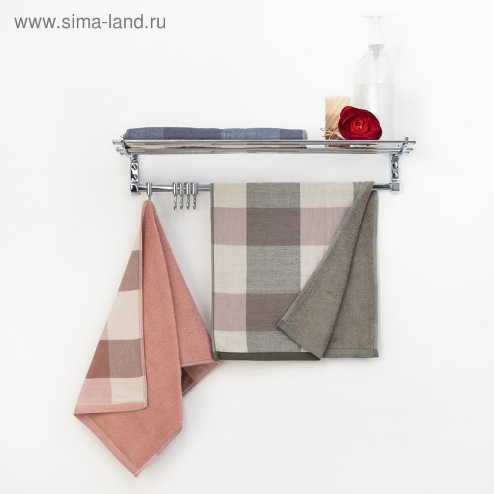 Полотенце двухстороннее Этель Клетка цв.зеленый 70х140 см, 380 г/м2, 100% хлопок