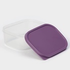 Контейнер для хранения еды Доляна, 500 мл, пластик, прозрачный, крышка фиолетовая - Фото 3