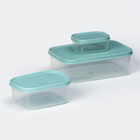 Набор контейнеров пищевых прямоугольных Доляна, 3 шт: 150 мл, 500 мл, 1.2 л, цвет бирюзовый - Фото 2