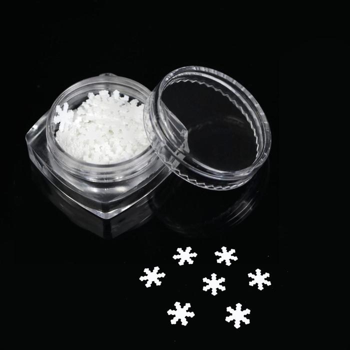 Пайетки для декора «Снежинки», 5 мм, цвет белый - Фото 1