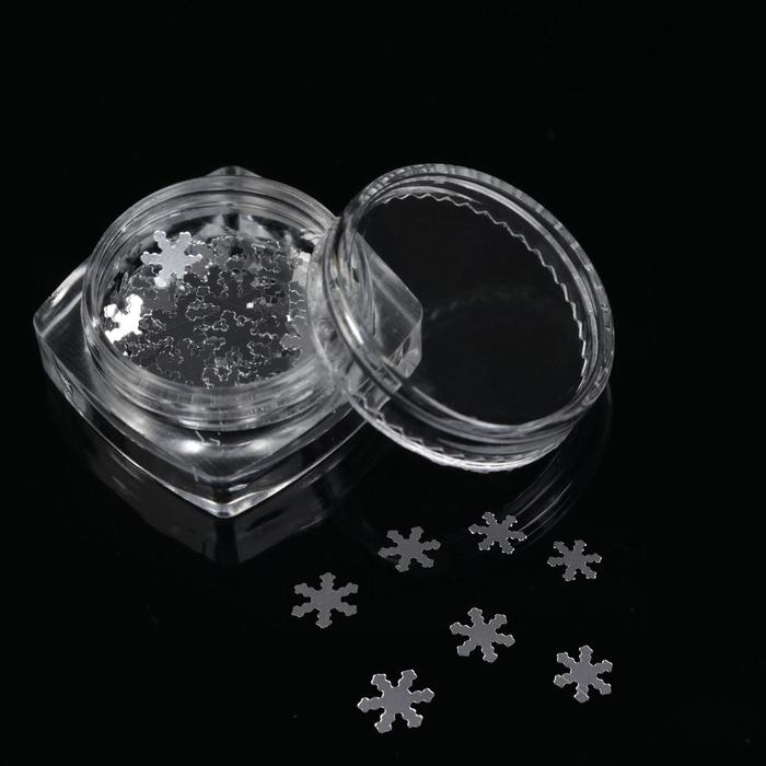 Пайетки для декора «Снежинки», 5 мм, цвет серебристый - Фото 1