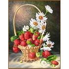 Алмазная мозаика «Корзинка с ромашками и клубникой», 20 × 26 см, 27 цветов - фото 9189927