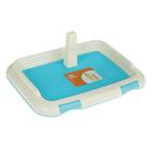 Туалет для собак, 46.5×35.5×5.5 см, со съёмным бортом, решёткой и столбиком, пластик, голубой - Фото 1