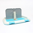 Туалет для собак 46,5 х 35,5 х 5,5 см, со стенкой, съёмной решеткой и столбиком, голубой - Фото 2