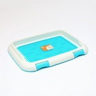 Туалет для собак 46,5 х 35,5 х 5,5 см, со стенкой, съёмной решеткой и столбиком, голубой - Фото 7