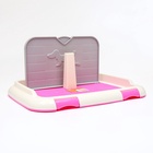 Туалет для собак, 46.5×35.5×5.5 см, со стенкой, съёмной решеткой и столбиком, пластик, розовый - Фото 2