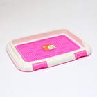 Туалет для собак, 46.5×35.5×5.5 см, со стенкой, съёмной решеткой и столбиком, пластик, розовый - Фото 7