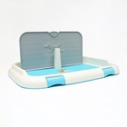 Туалет для собак, 67×46×8 см, со стенкой, съёмной решеткой и столбиком, пластик, голубой - Фото 2