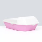 Туалет для кошек фигурный с бортом с совком, 54 х 38 х 20 см, бело-розовый - фото 8402661