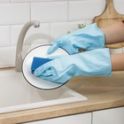 Перчатки хозяйственные Доляна, суперпрочные, размер L, ПВХ, цвет голубой - Фото 3