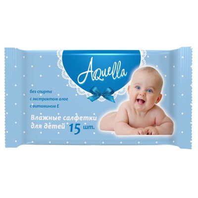 Влажные салфетки Aquella, детские, 15 шт.