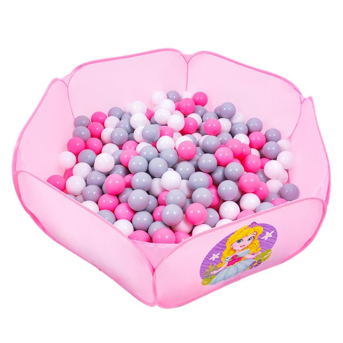 Шарики для сухого бассейна с рисунком, диаметр шара 7,5 см, набор 150 штук, цвет розовый, белый, серый - фото 10755834