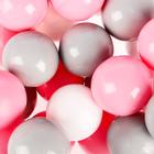 Шарики для сухого бассейна с рисунком, диаметр шара 7,5 см, набор 150 штук, цвет розовый, белый, серый - фото 9554252